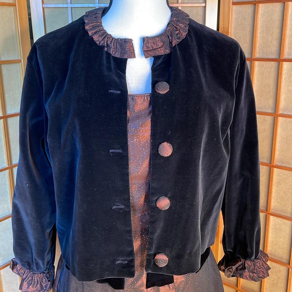 Scott McClintock Dress 3 pc Top Skirt Jacket Brown Taffeta Dress - Picture 8 of 16